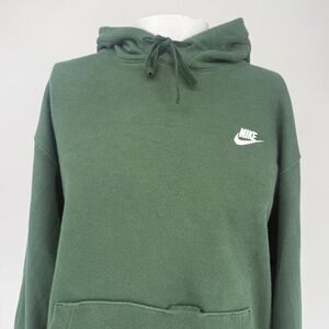 Nike Mens Club Fleece Hoodie Forest Green Embroidered Swoosh Logo XL Sweatshirt